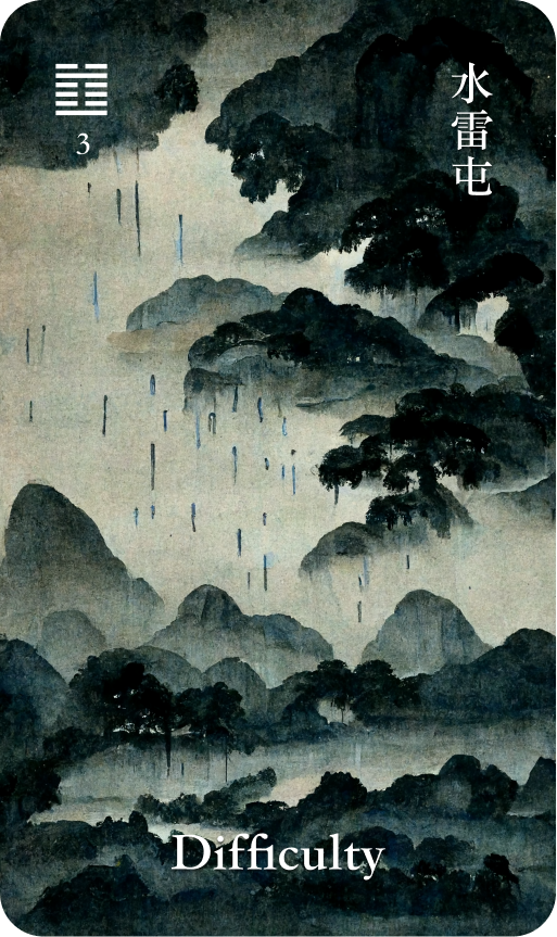 Hexagram 3 水雷屯 Zhun Difficulty at the Beginning card