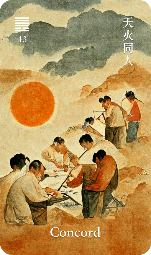 Hexagram 13 天火同人 Tong Ren Fellowship card