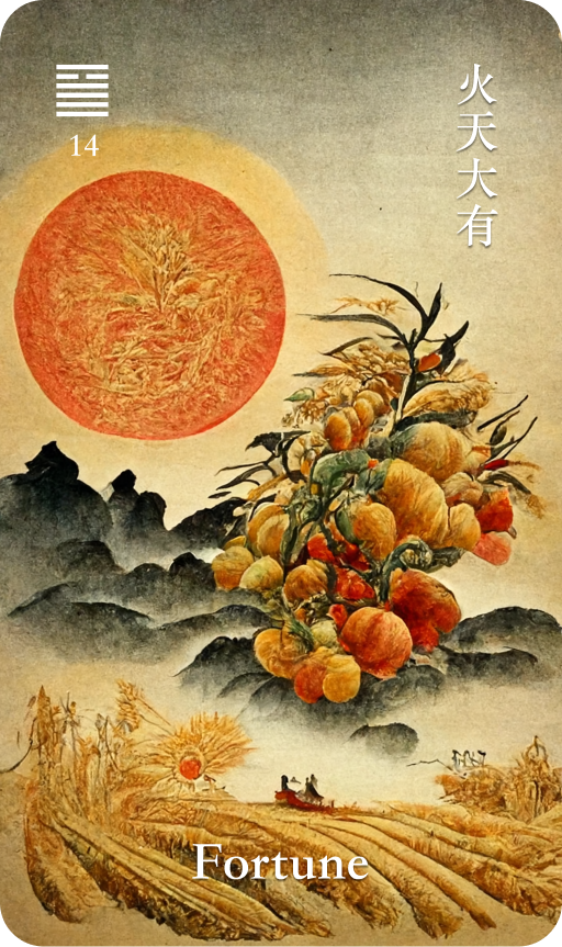 Hexagram 14 火天大有 Da You Great Possession card