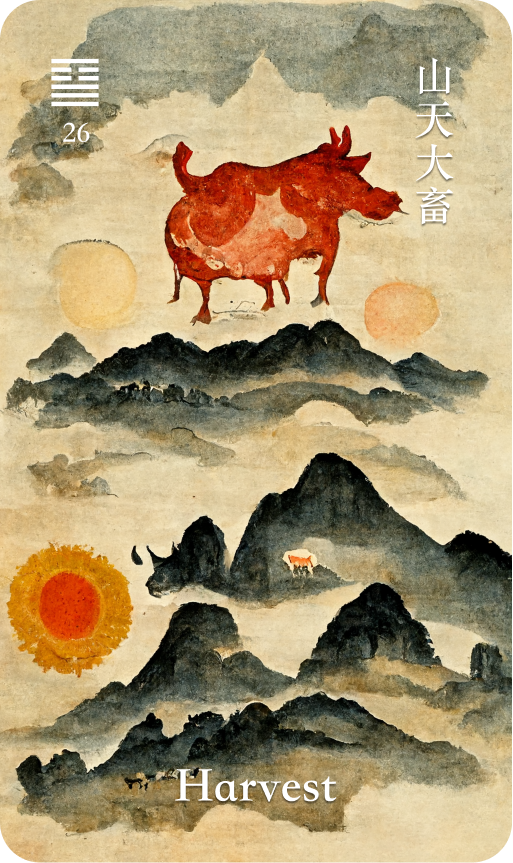 Hexagram 26 山天大畜 Da Chu Great Taming card