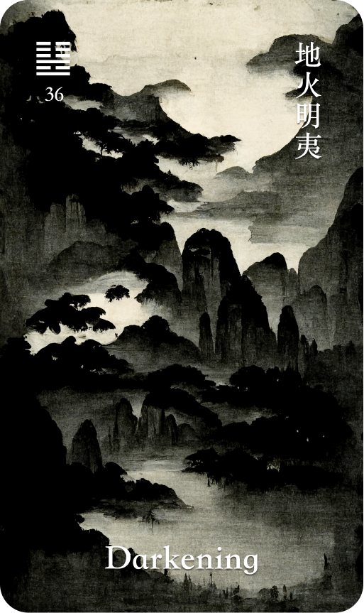 Hexagram 36 地火明夷 Ming Yi Darkening of the Light card