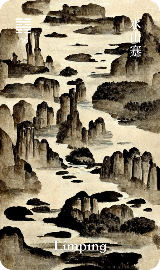 Hexagram 39 水山蹇 Jian Obstruction card