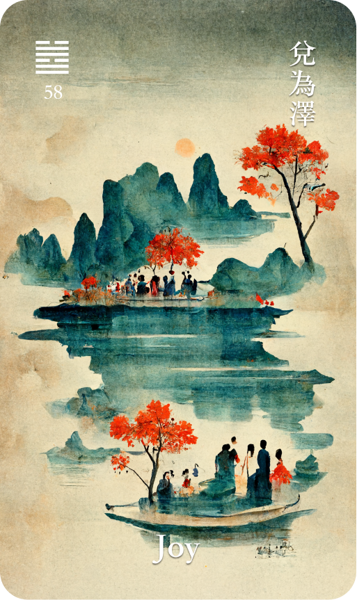 Hexagram 58 兌為澤 Dui The Joyous Lake card
